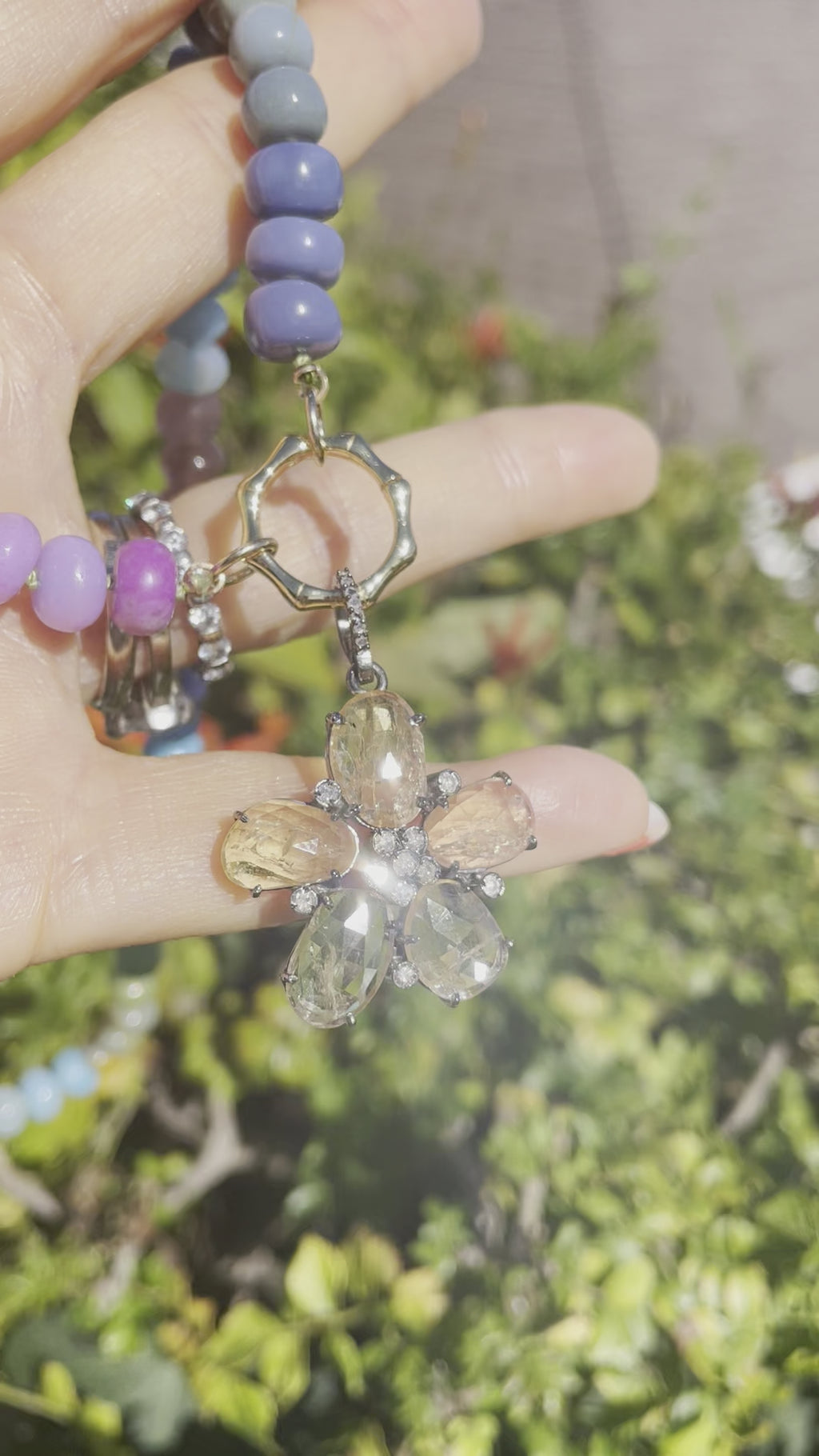 Water lilies gemstone necklace