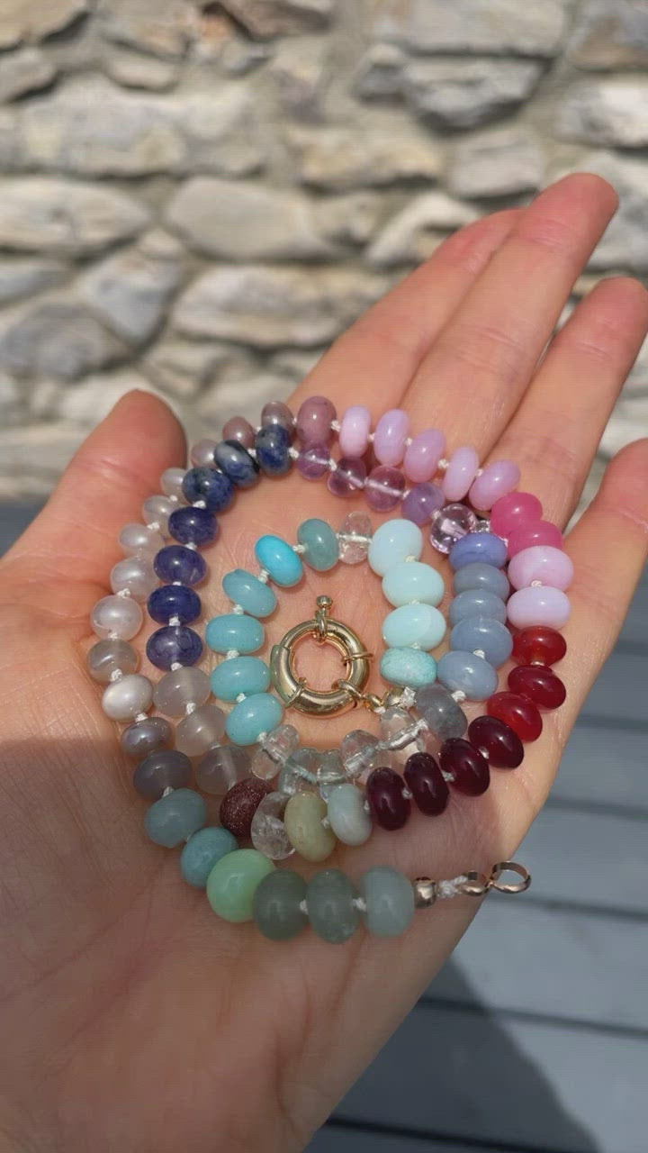 Soft gemstone rainbow necklace