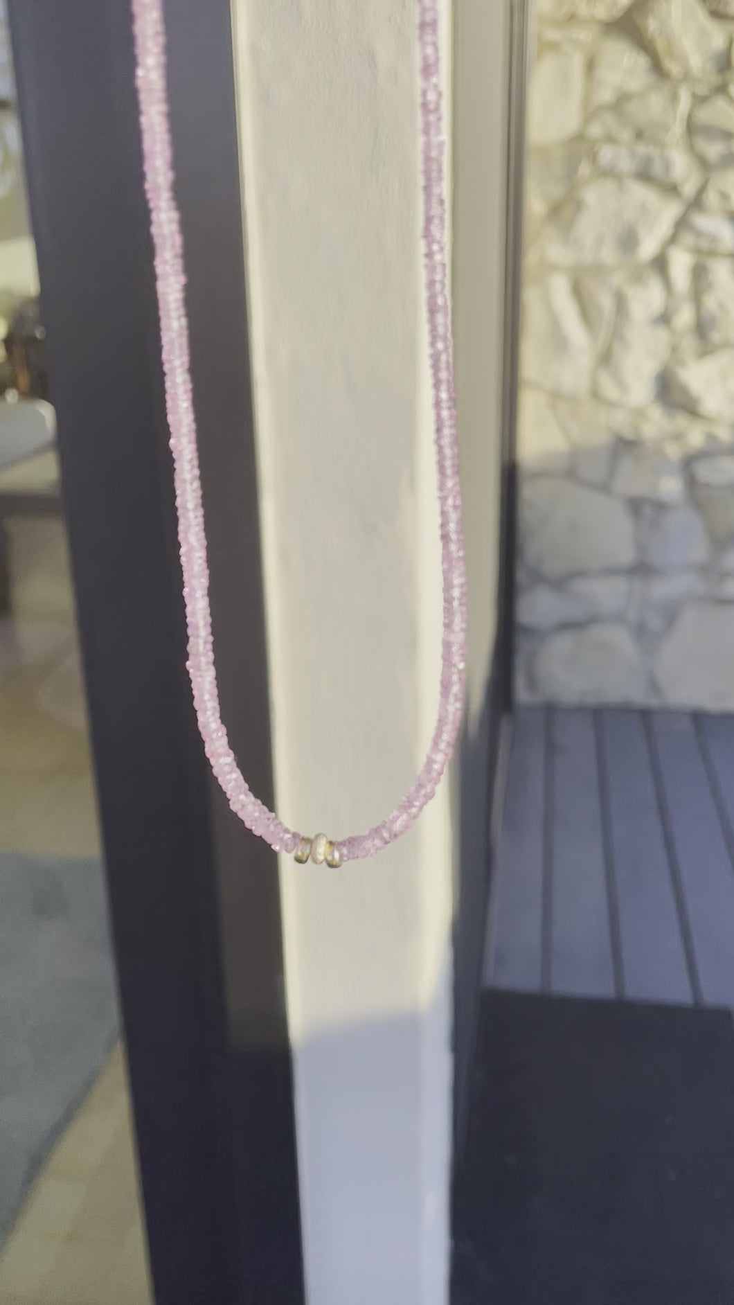 Pink sapphire dainty necklace