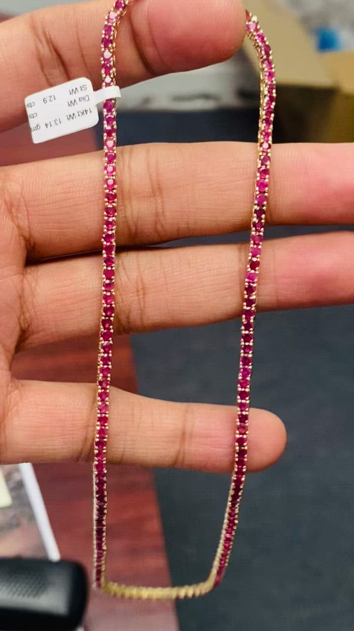 Natural Ruby tennis necklace