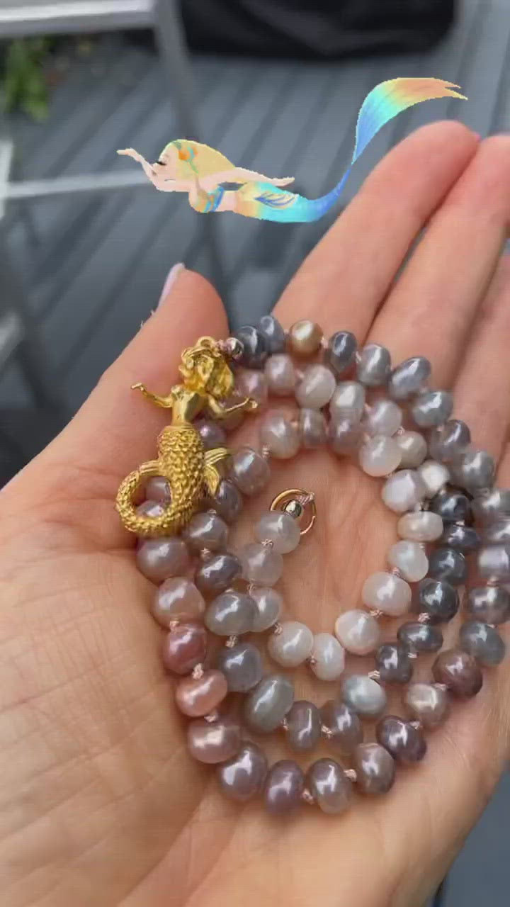 Sandy moonstone mermaid necklace