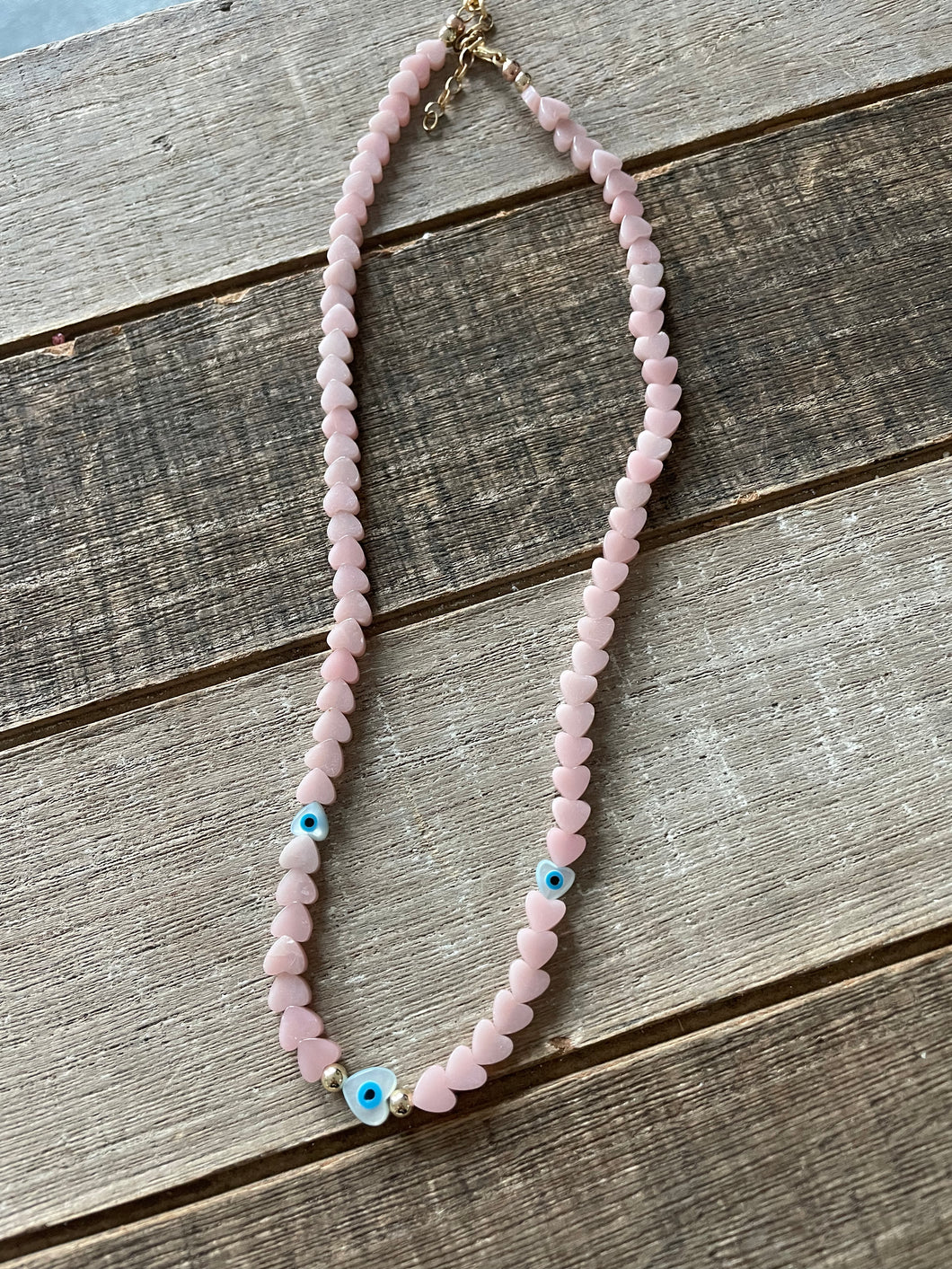 Pink opal heart necklace