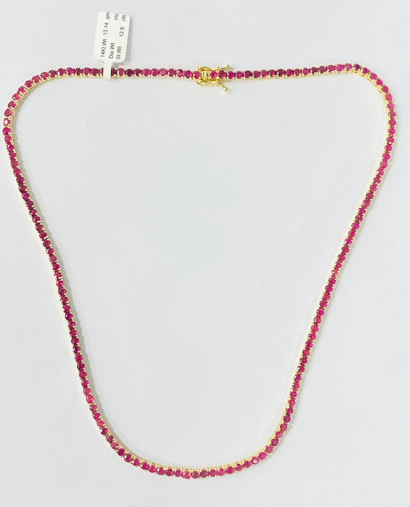 Natural Ruby tennis necklace