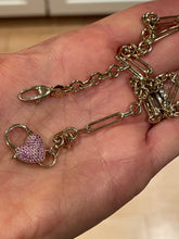 Load image into Gallery viewer, Pink sapphire heart clasp chain
