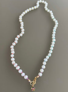 Rainbow pearl necklace