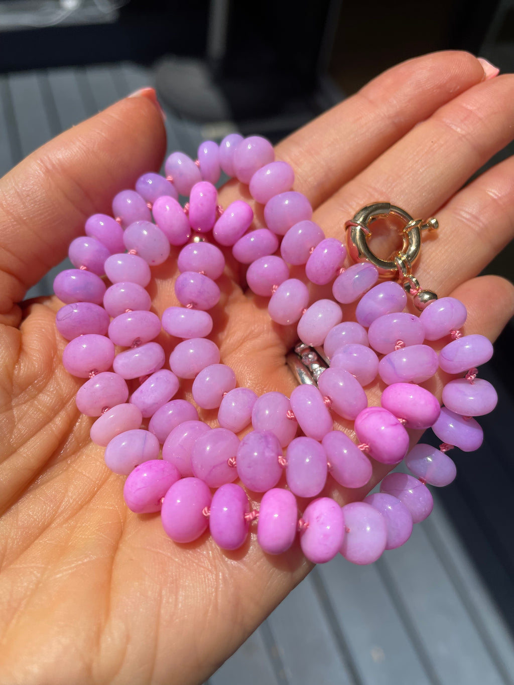 Ombré peony opal necklace