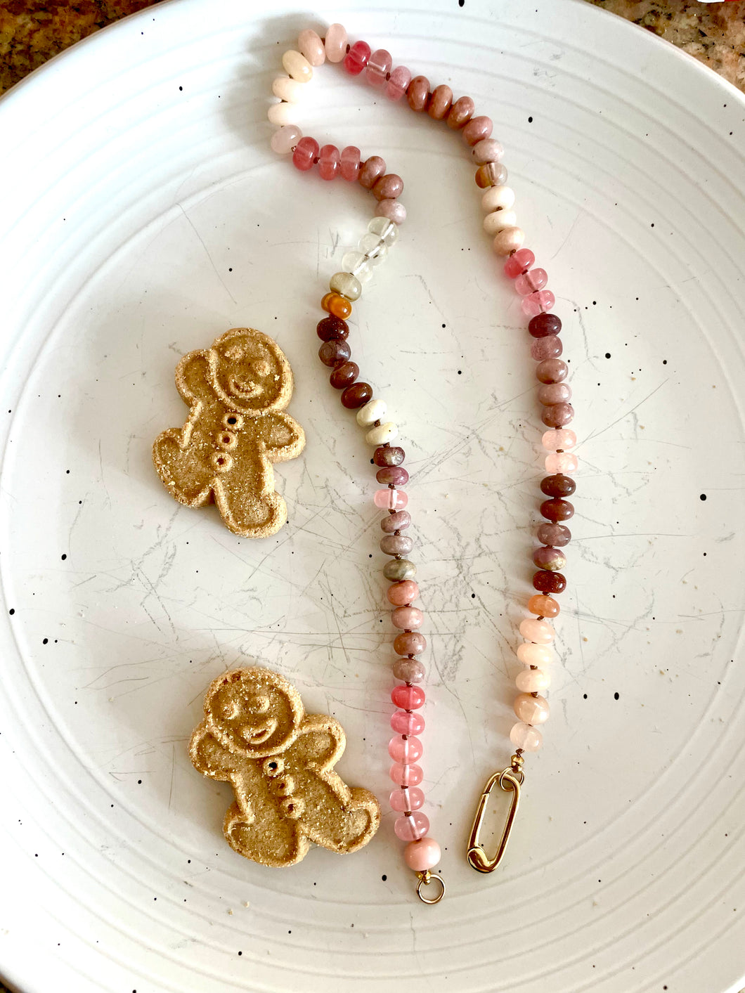 Gingerbread gemstone necklace