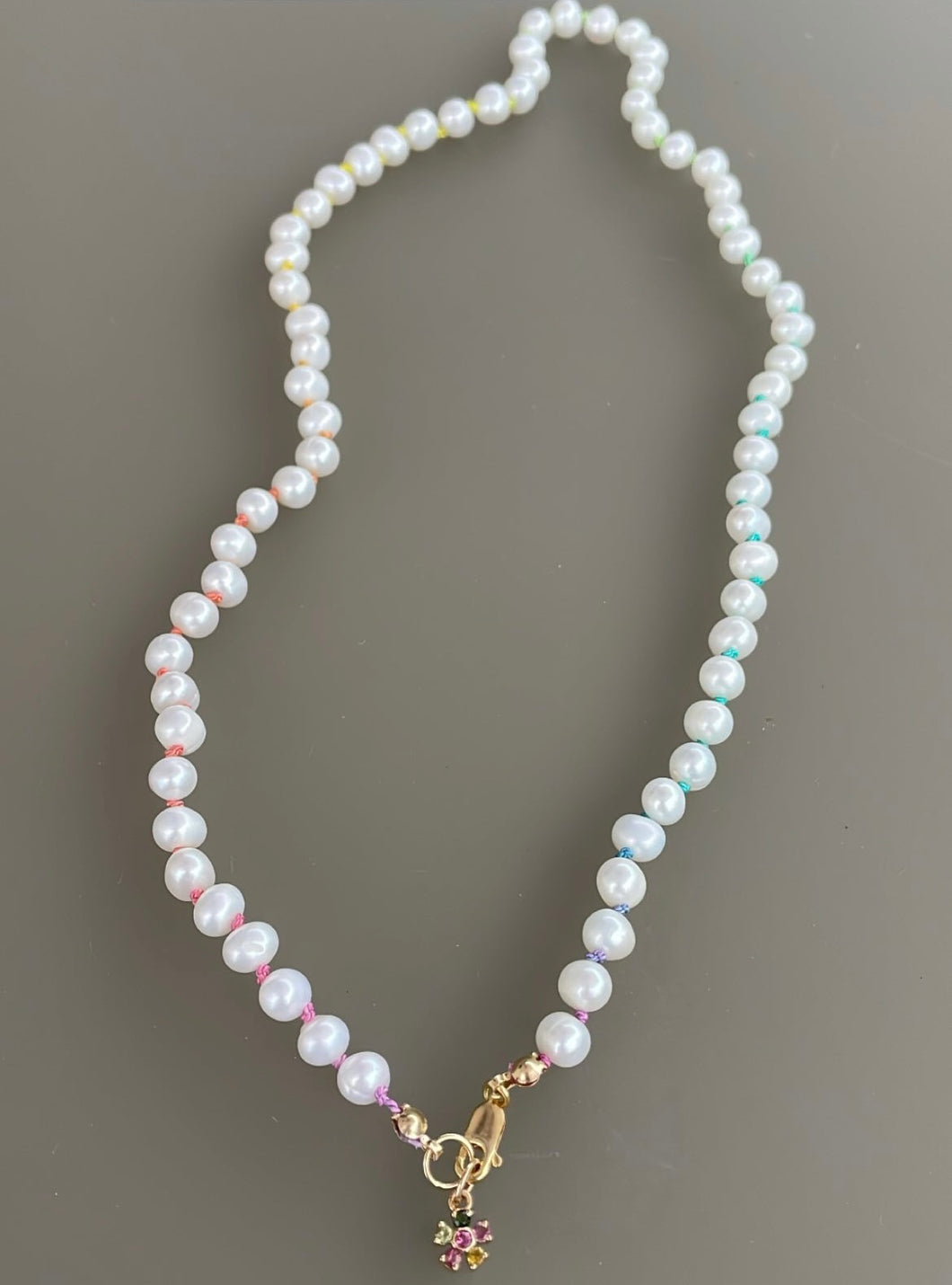 Rainbow pearl necklace