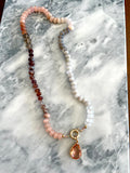 “After glow “knotted gemstone necklace
