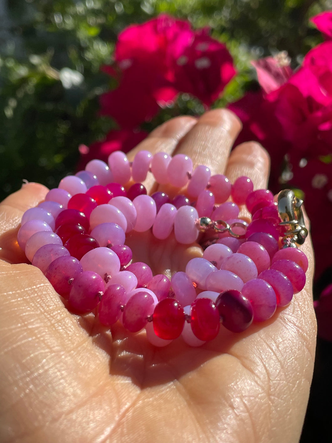 Bougainvillea gemstone necklace