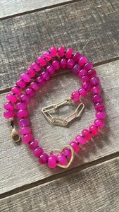 Tainted love pink neon gemstone necklace