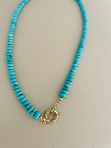 Chunky 14kt Arizona Turquoise necklace