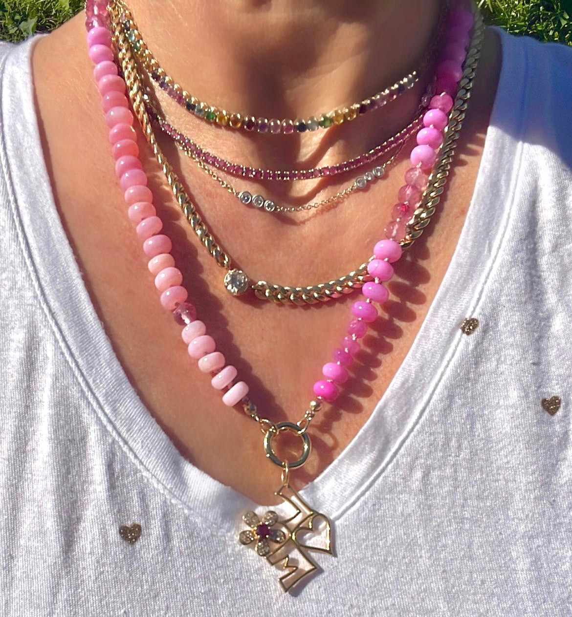 Paris ombré pink gemstone necklace
