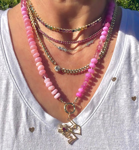 Paris ombré pink gemstone necklace