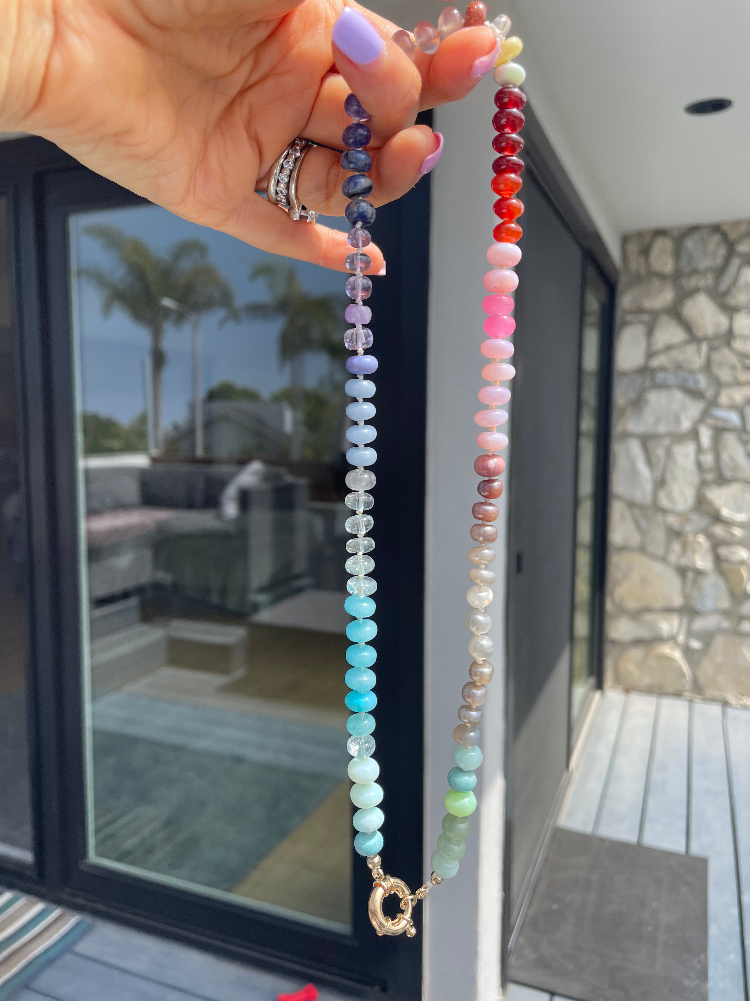 Soft gemstone rainbow necklace