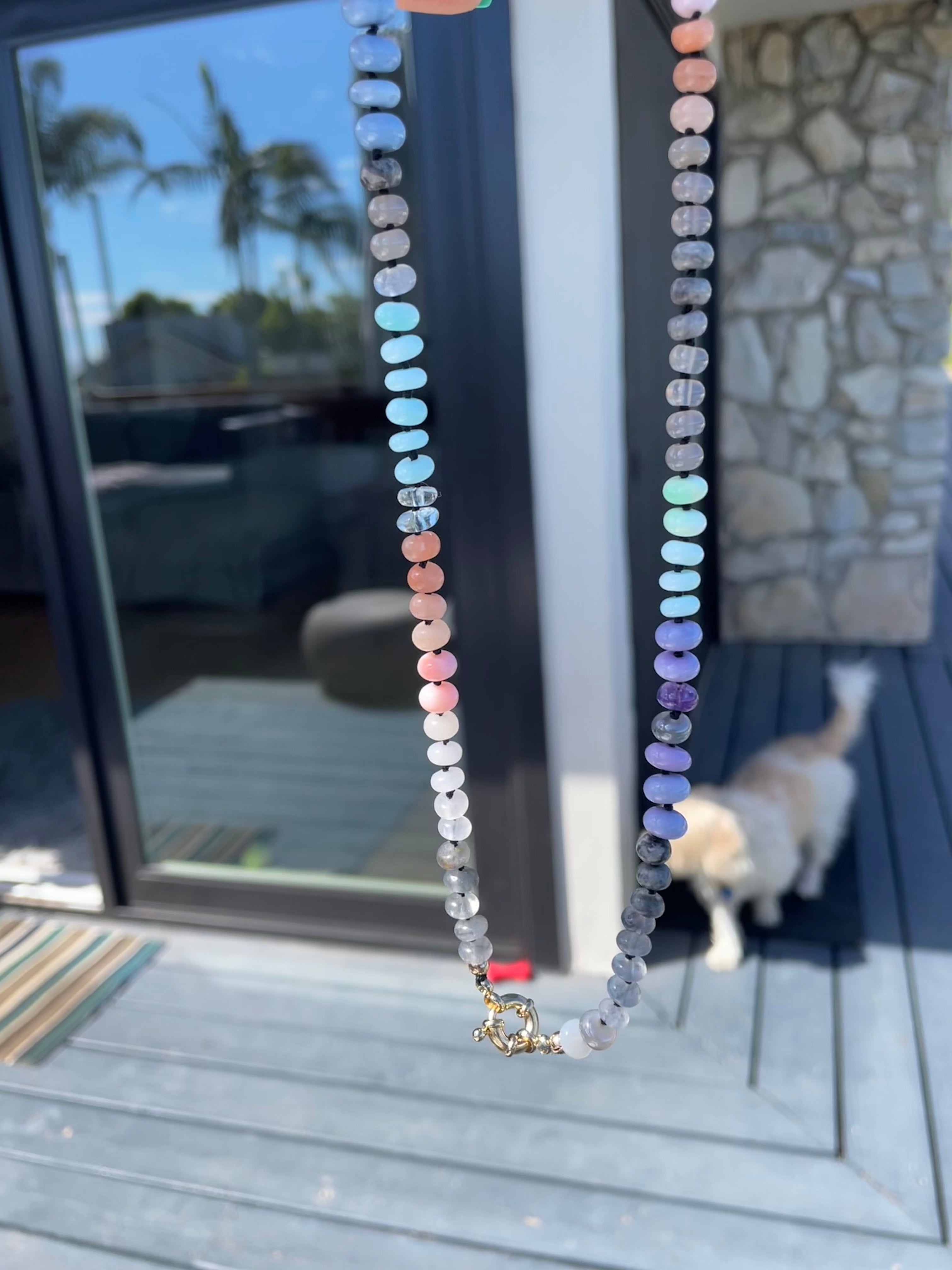 Dainty Edgy pastel gemstone rainbow