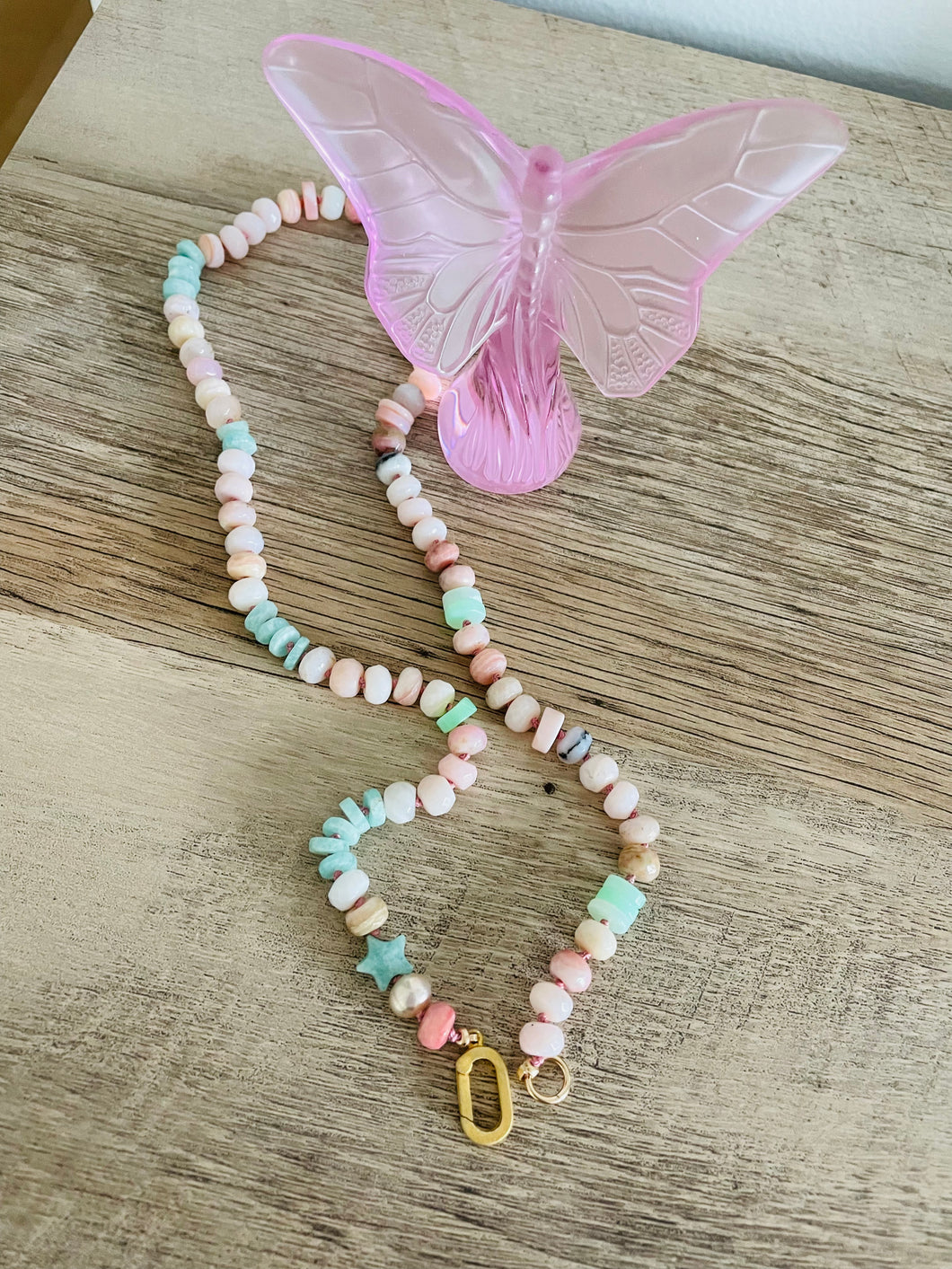 Mixed media opal necklace