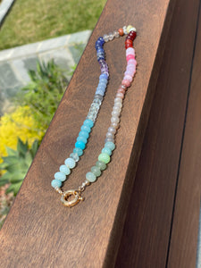 Soft gemstone rainbow necklace