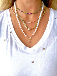 Rainbow pearl necklace