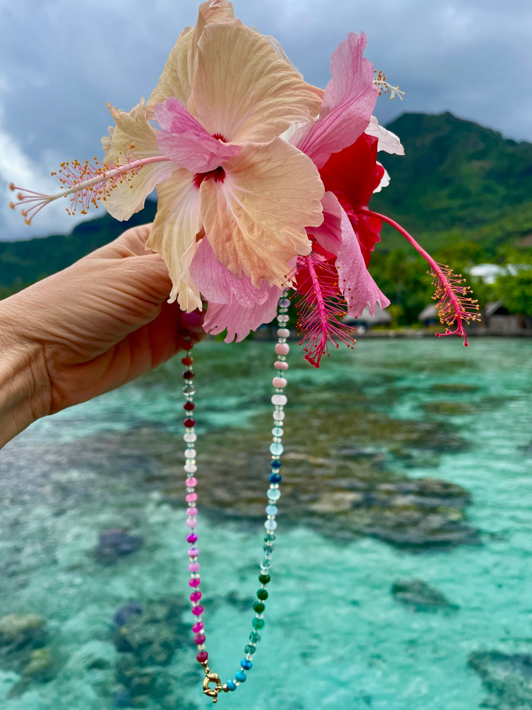 Opal drops gemstone necklace