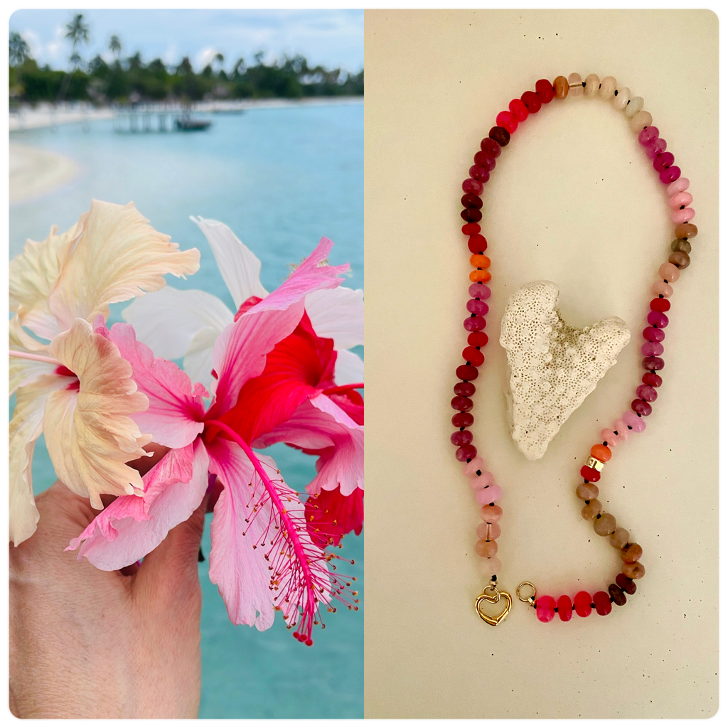 Hibiscus gemstone necklace