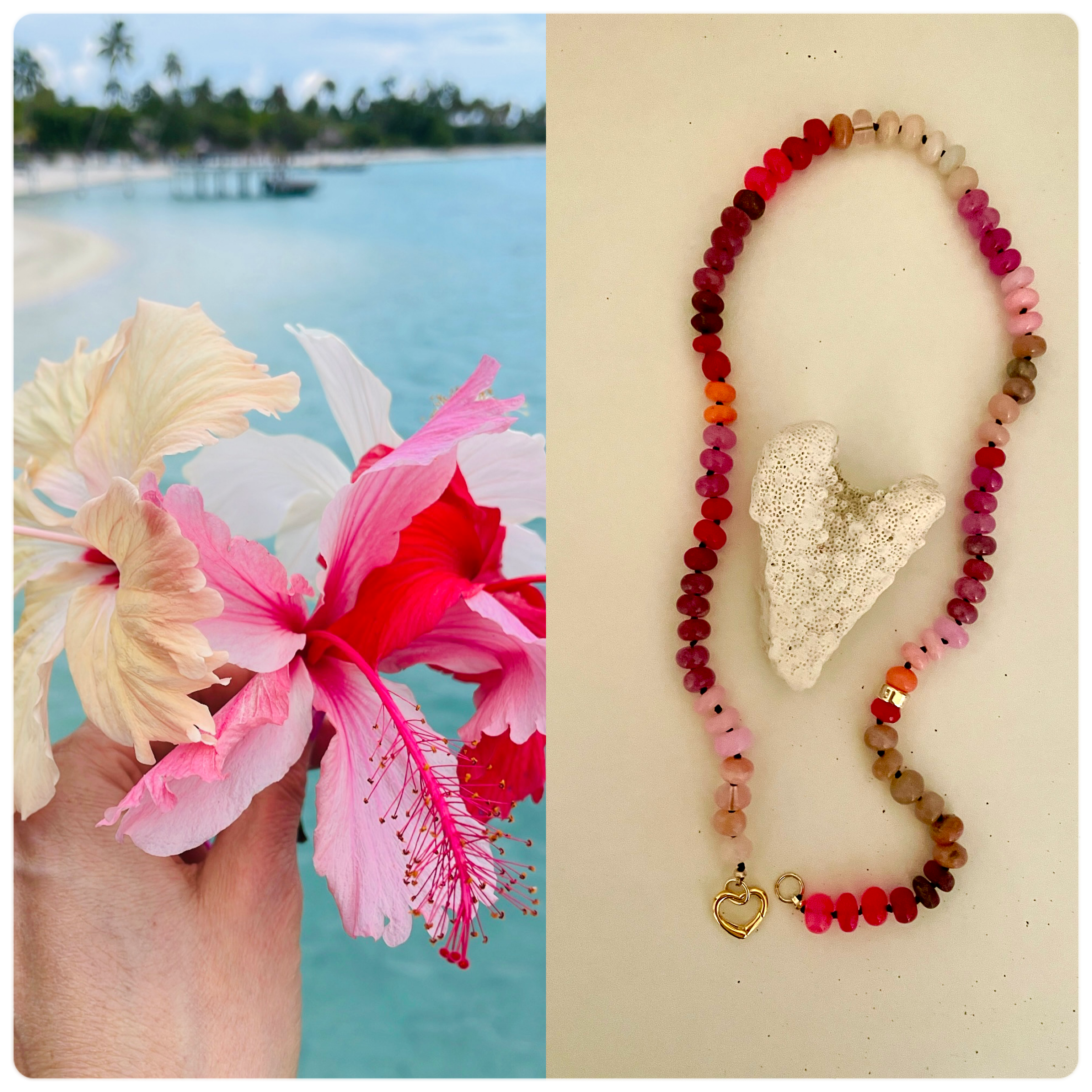 Hibiscus gemstone necklace