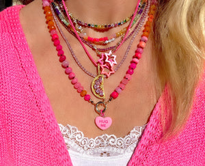 Neon Pinkie pop knotted gemstone necklace