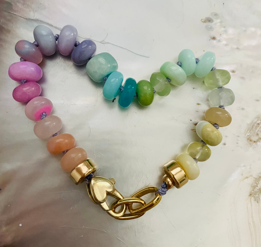 Pastel knotted gemstone bracelet