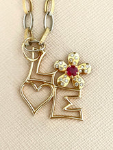 Load image into Gallery viewer, Retro Ruby diamond 14kt Love pendant and chain
