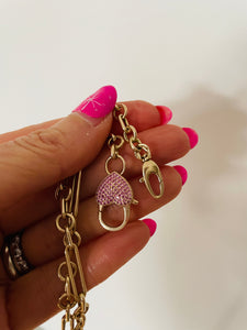 Pink sapphire heart clasp chain